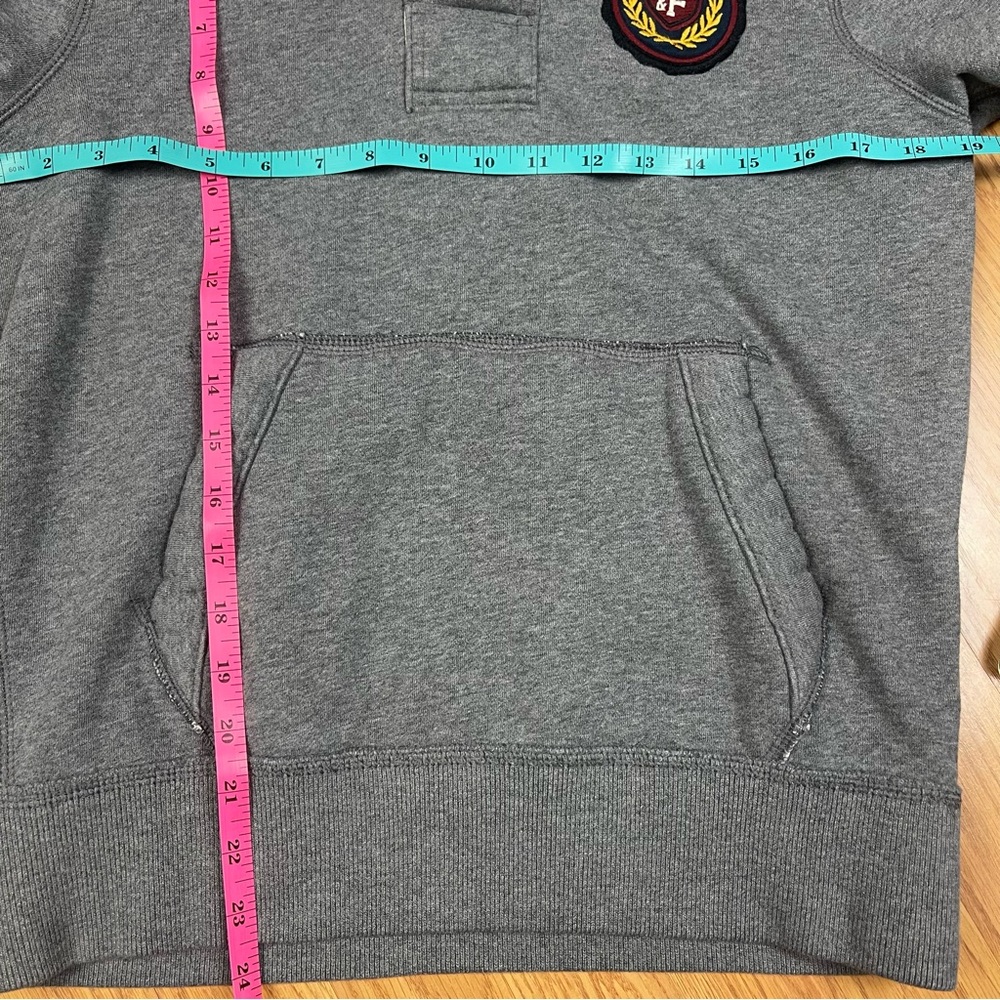 Abercrombie & Fitch Vintage Muscle Fit Gray Henley Mock Neck Sweatshirt - Picture 5 of 13